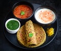 Methi Paratha or Theple, Indian breakfast Royalty Free Stock Photo