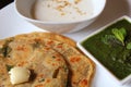 Methi paratha topped with ghee