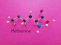 Methionine chemical molecule model, methionine (an essential amino acid) 3D molecular model set