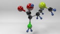 Methionine molecule 3D illustration.