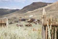 Methodist church from hillside cemetery, Bodie, California