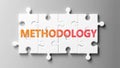 Methodology complex like a puzzle - pictured as word Methodology on a puzzle pieces to show that Methodology can be difficult and