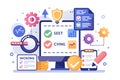 Methods and tools for software development testing and deployment showcasing checklists, graphs, and metrics in a modern workspace Royalty Free Stock Photo