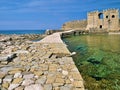 Methoni Venetian castle fortress in Peloponnese, Messenia, Greece. Impressive medieval fortress in the sea Royalty Free Stock Photo