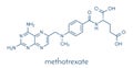 Methotrexate cancer chemotherapy and immunosuppressive drug molecule. Skeletal formula.