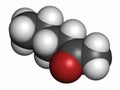 Methyl butyl ketone (MBK, 2-hexanone) solvent molecule. Atoms are represented as spheres with conventional color coding: hydrogen