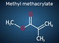 Methyl methacrylate, MMA molecule. It is methyl ester of methacrylic acid, is monomer for the production of polymethyl methacryl