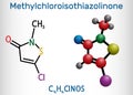 Methylchloroisothiazolinone, MCI molecule. It is Isothiazolinone, powerful biocide and preservative with antibacterial Royalty Free Stock Photo