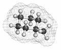 Methylcyclohexane solvent molecule. Atoms are represented as spheres with conventional color coding: hydrogen (white), carbon (