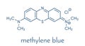 Methylene blue methylthionium chloride dye molecule. Skeletal formula. Royalty Free Stock Photo