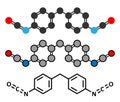 Methylene diphenyl diisocyanate molecule (MDI), polyurethane (PU) building block