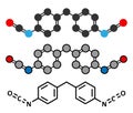 Methylene diphenyl diisocyanate molecule (MDI), polyurethane (PU) building block Royalty Free Stock Photo