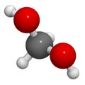 Methylene glycol methanediol, formaldehyde monohydrate molecule. Formed upon dissolving formaldehyde in water.
