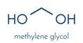 Methylene glycol methanediol, formaldehyde monohydrate molecule. Formed upon dissolving formaldehyde in water. Skeletal formula. Royalty Free Stock Photo