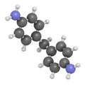 4,4`-methylenedianiline methylenedianiline, MDA molecule. 3D rendering. Suspected carcinogen, on the list of substances of ver Royalty Free Stock Photo