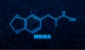 Methylenedioxymethamphetamine, MDMA chemical ecstasy molecule. Vector illustration.