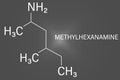 Methylhexanamine or dimethylamylamine, DMAA stimulant molecule. Skeletal formula.