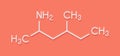 Methylhexanamine dimethylamylamine, DMAA stimulant molecule. Skeletal formula.