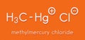 Methylmercury chloride environmental pollutant, chemical structure. Skeletal formula.