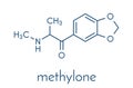 Methylone bk-MDMA stimulant molecule. Used as recreational drug. Skeletal formula. Royalty Free Stock Photo