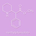 Methylphenidate attention-deficit hyperactivity disorder ADHD drug molecule. Skeletal formula. Royalty Free Stock Photo