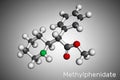 Methylphenidate, MP, MPH molecule. It is central nervous system stimulant. Used in treatment of Attention-Deficit Royalty Free Stock Photo