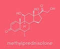 Methylprednisolone corticosteroid drug molecule. Skeletal formula.