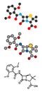 Meticillin antibiotic drug (beta-lactam class) molecule. MRSA stands for Methicillin-resistant Staphylococcus aureus