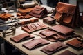 Meticulous Making leather goods craft. Generate Ai