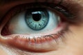 Meticulous Man holding contact lens closeup. Generate Ai