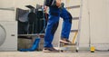 Mechanic climbing folding ladder