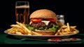 Meticulous Photorealistic Burger And Beer Still Life