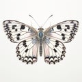 Meticulous Photorealistic Still Life: White And Black Butterfly On White Background