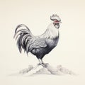 Meticulous Realism: Majestic Rooster Sketch On Gray Rocks Royalty Free Stock Photo