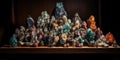 A meticulously arranged display of rare minerals and gemstones, reflecting their diverse colors and textures, concept of