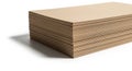 A neat stack of folded glossy light brown cardboard sheets arranged in a tidy pile on a clean white background as a 3D rendered Royalty Free Stock Photo
