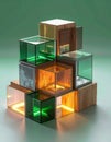 Modern Abstract Structure of Luminous Cubes Royalty Free Stock Photo