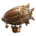 Steampunk Airship on White Background Royalty Free Stock Photo