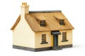 A meticulously crafted small-scale model of a traditional thatched cottage with attractive external illumination Royalty Free Stock Photo