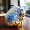 Meticulously Designed Blue Crystal With Gold Accent Royalty Free Stock Photo