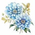 Meticulously Designed Watercolor Blue Flowers Clipart With Delicate Shading