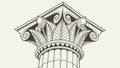 Classical Ionic Column Capital, Detailed Architectural Drawing, vector design Generative AI Royalty Free Stock Photo