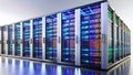 Modern Data Center Infrastructure White Server Racks Showcase CuttingEdge Big Data Storage and Processing in a Pristine Royalty Free Stock Photo