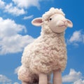 Meticulously Detailed Toy-like White Wool Sheep In A Blue Sky Royalty Free Stock Photo