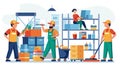 They meticulously maintain warehouse facilities, cleaning and organizing workspaces, ensuring a safe and productive environment Royalty Free Stock Photo