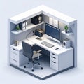 Modern Isometric Office Workspace 3D Illustration Royalty Free Stock Photo