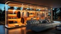 Luminous Modern Wardrobe: Organized Elegance with Illuminated Charms