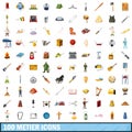 100 metier icons set, cartoon style