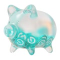MetisDAO (Metis) Clear Glass piggy bank with decreasing piles of crypto coins.