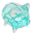 MetisDAO (Metis) Clear Glass piggy bank with decreasing piles of crypto coins.